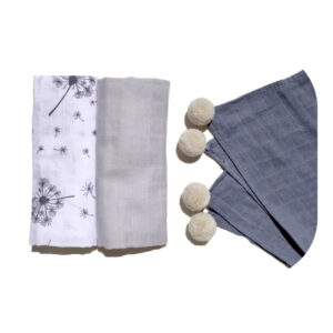 Ensemble de 3 pièces de Langes en Mousseline <i>grey set</i>
