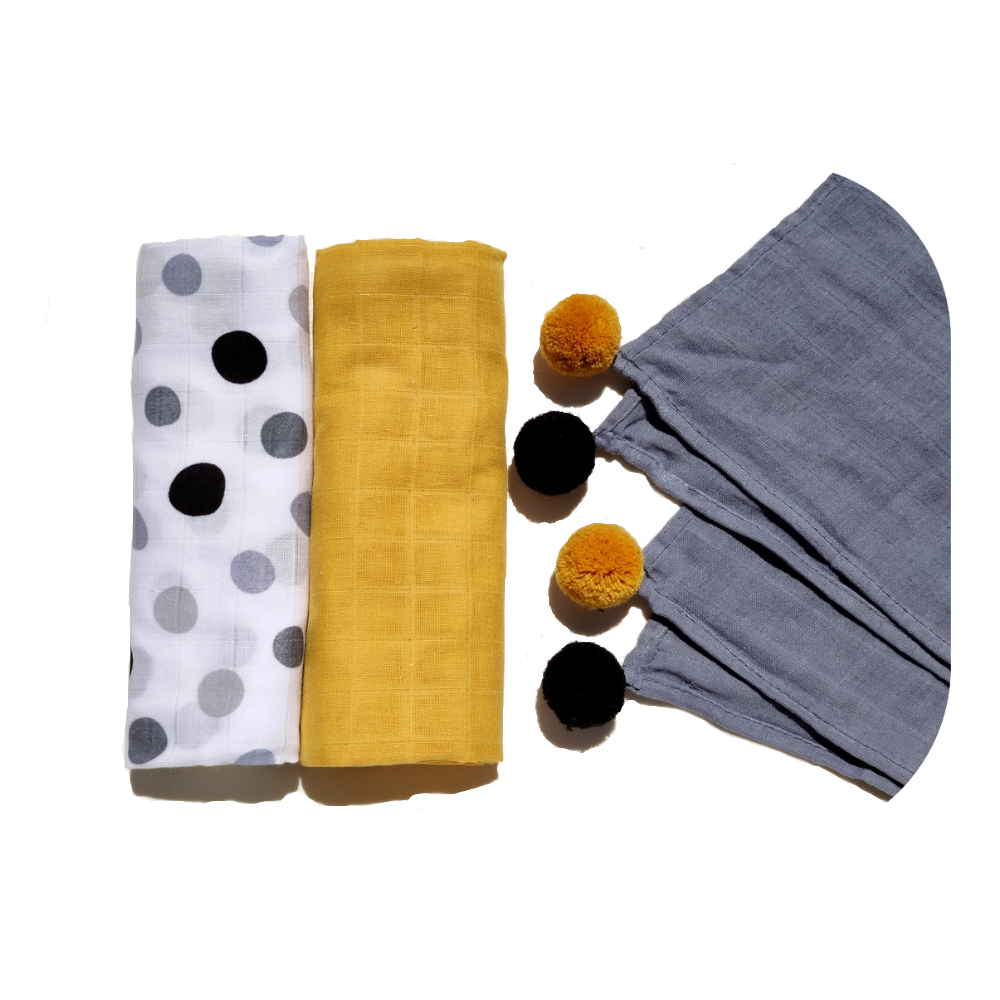 Ensemble de 3 pièces de Langes en Mousseline <i>musta set</i>