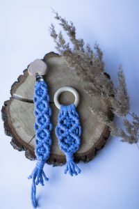 Tétine et pendentif  <i>boho bleu</i>