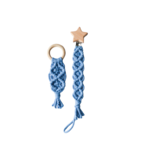 Tétine et pendentif  <i>boho bleu</i>