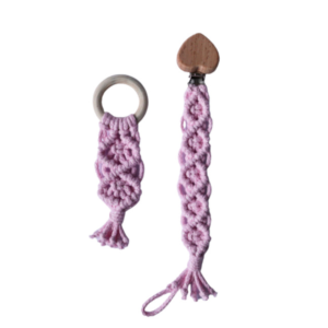Tétine et pendentif  <i>boho rose</i>