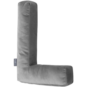 Oreiller décoratif en velours en forme de lettre L <i>gris foncé </i>