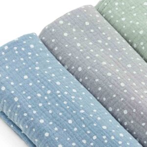 Ensemble de 3 carrés de mousseline 60×80 cm <i>à pois </i>