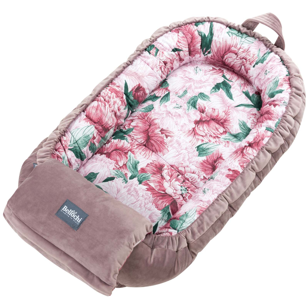 Cocon pour bébé <i>Pink Peony</i> avec oreiller 3en1