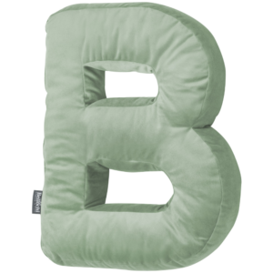 Oreiller décoratif en velours en forme de lettre B <i>olive</i>