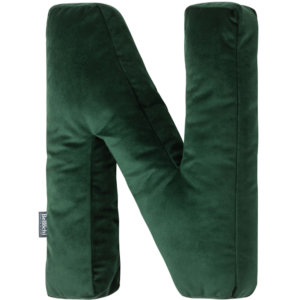 Oreiller décoratif en velours en forme de lettre N <i>vert</i>