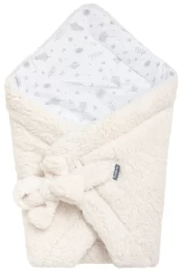 Lange bébé 75x75cm avec ceinture teddy blanche